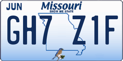 MO license plate GH7Z1F