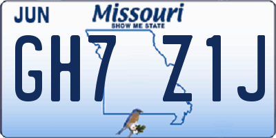 MO license plate GH7Z1J
