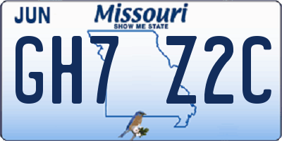 MO license plate GH7Z2C