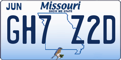 MO license plate GH7Z2D