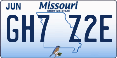 MO license plate GH7Z2E