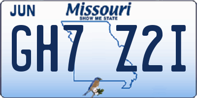 MO license plate GH7Z2I