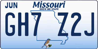 MO license plate GH7Z2J
