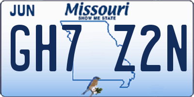 MO license plate GH7Z2N