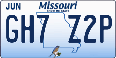 MO license plate GH7Z2P