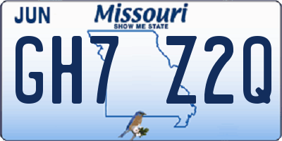 MO license plate GH7Z2Q