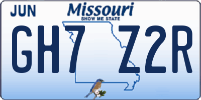 MO license plate GH7Z2R