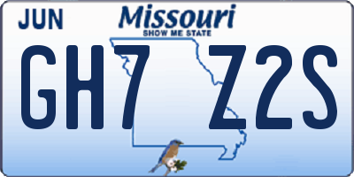 MO license plate GH7Z2S