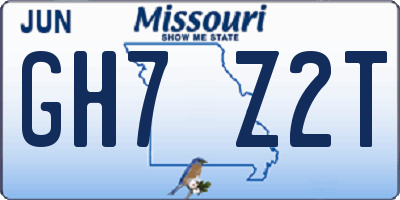 MO license plate GH7Z2T