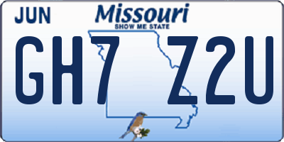 MO license plate GH7Z2U