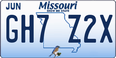MO license plate GH7Z2X