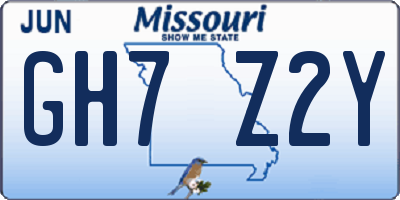 MO license plate GH7Z2Y
