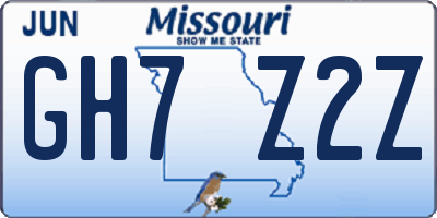 MO license plate GH7Z2Z