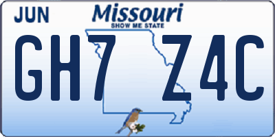MO license plate GH7Z4C