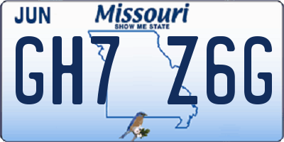 MO license plate GH7Z6G