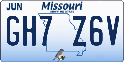 MO license plate GH7Z6V