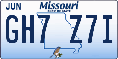 MO license plate GH7Z7I