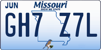MO license plate GH7Z7L