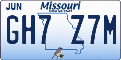 MO license plate GH7Z7M