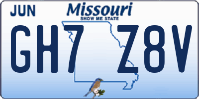 MO license plate GH7Z8V