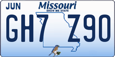 MO license plate GH7Z9O