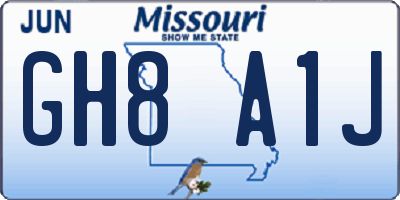 MO license plate GH8A1J