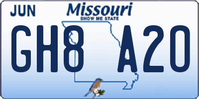MO license plate GH8A2O