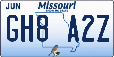 MO license plate GH8A2Z