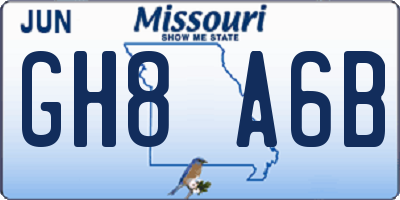 MO license plate GH8A6B