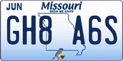 MO license plate GH8A6S