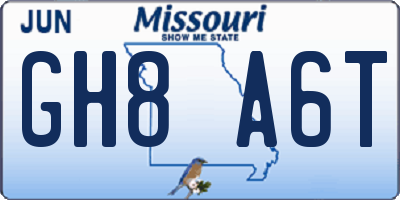 MO license plate GH8A6T