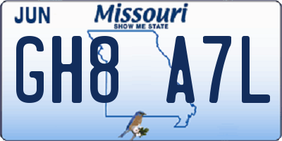MO license plate GH8A7L