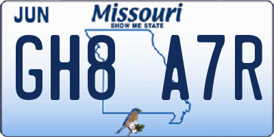 MO license plate GH8A7R