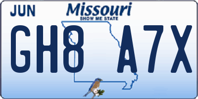MO license plate GH8A7X