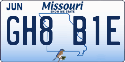 MO license plate GH8B1E