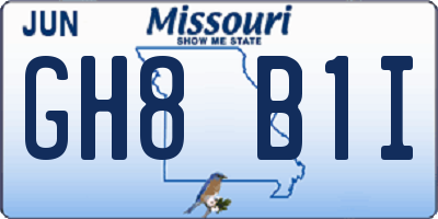 MO license plate GH8B1I