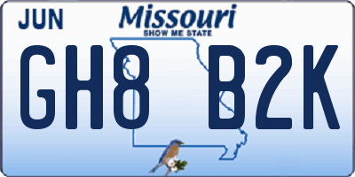 MO license plate GH8B2K