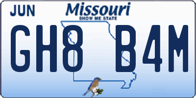 MO license plate GH8B4M