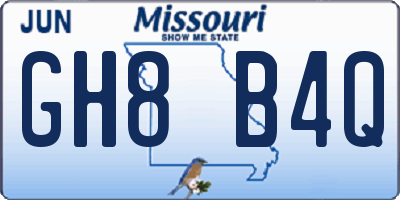 MO license plate GH8B4Q
