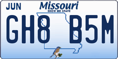 MO license plate GH8B5M