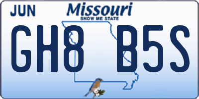 MO license plate GH8B5S