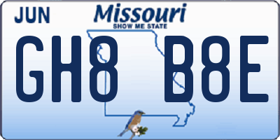 MO license plate GH8B8E