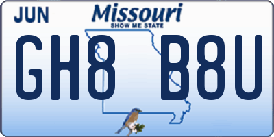 MO license plate GH8B8U