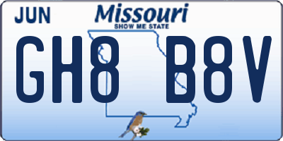 MO license plate GH8B8V