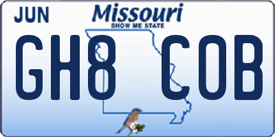 MO license plate GH8C0B