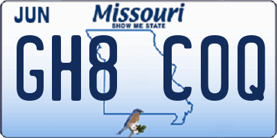 MO license plate GH8C0Q