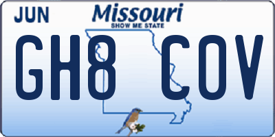 MO license plate GH8C0V