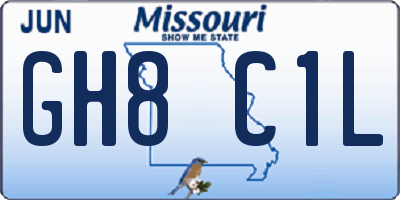 MO license plate GH8C1L