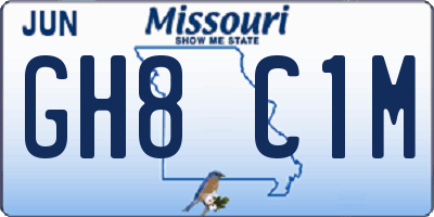 MO license plate GH8C1M
