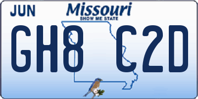 MO license plate GH8C2D